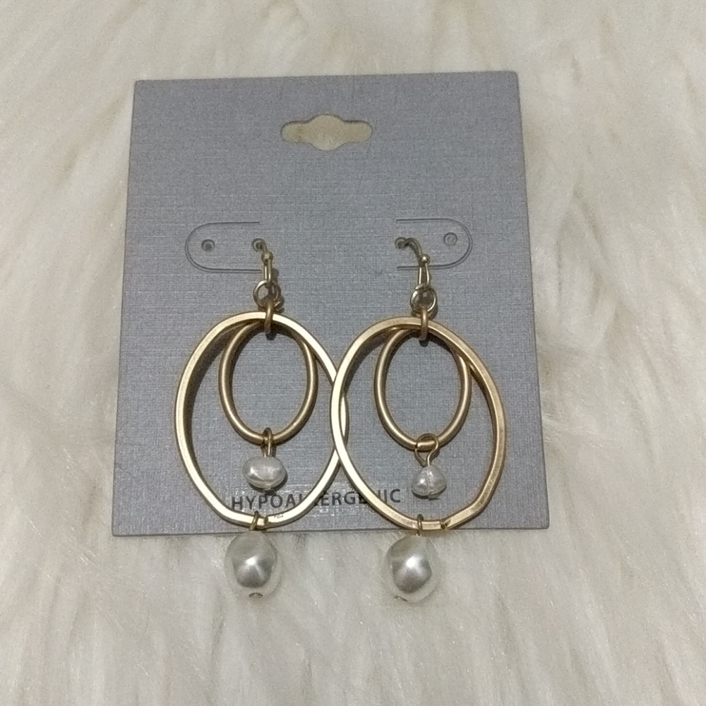 Gold Tone with Pearls Hypoallergenic Earrings